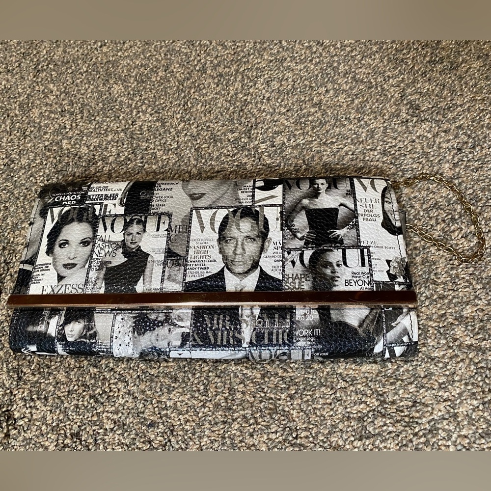 Vintage Style Black and White Magazine Handbag